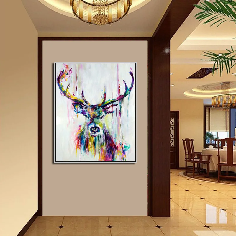Handpainted-Oil-painting-On-Canvas-Wall-Pictures-Deer-Wall-Art-For-Living-Room-Pet-Pictures-Modern (3)