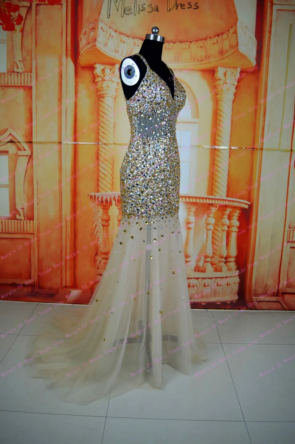 Горячая Новое прибытие Русалка Vestido Formatura полное длинное ожерелье из бусин вечернее платье для вечеринки платье золотые платья на выпускной