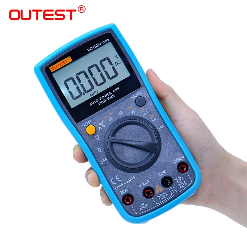 

New Digital Multimeter True RMS 6000 Counts Auto range AC/DC Ammeter Voltmeter Ohm Capacitance Diode Continuity Testing VC15B+