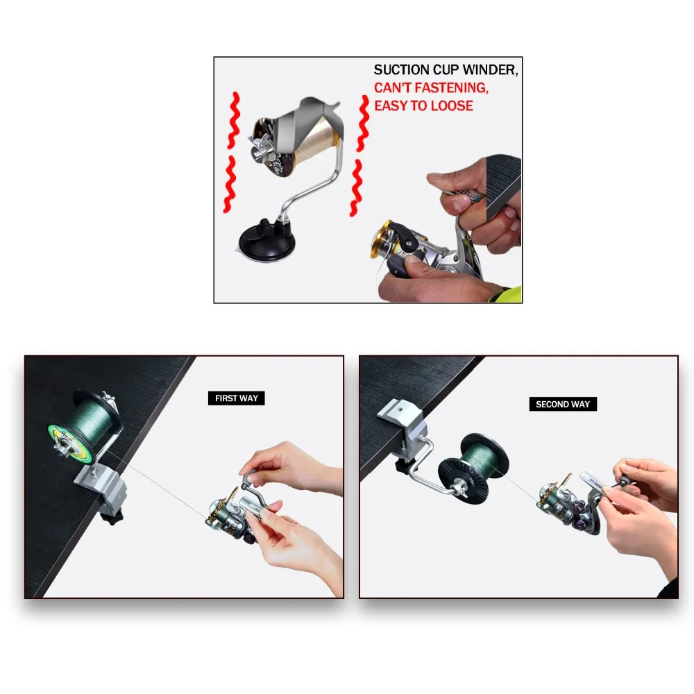 Best Portable Aluminum Stable Fishing Line Winder Line Spool Spooler System Suction Cup Fishing Line Accessories Tool