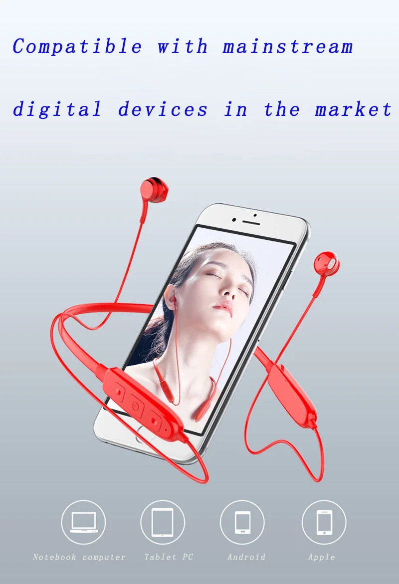 

Neckband style 3D stereo surround sound Bluetooth earphone English voice prompt waterproof denoise bass sports music headphones
