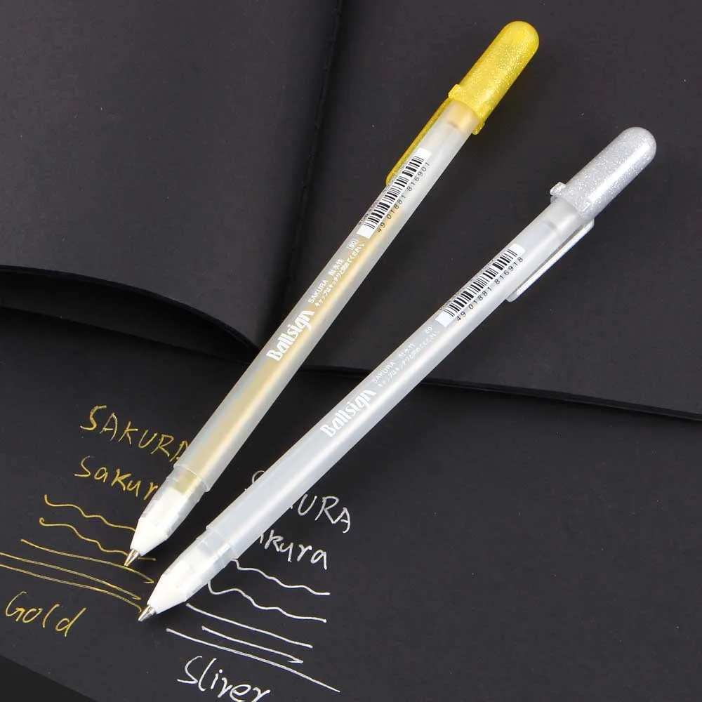 Glitter Jelly Roll 0.7mm Gold Sliver Gel Pen Highlight Liner For Art