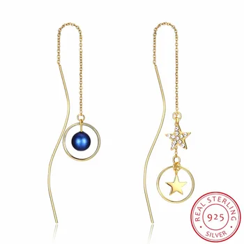 

New Design 925 Sterling Silver Tassel Star circle Earrings Crystal From Swarovski For Women Free Shipping Brincos