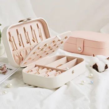 

European Pu Leather Jewelry Boxes Princess Portable Storage Box Multi Layer Large Capacity Jewelry Storage Boxes-Orange Pink