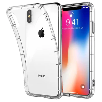 

100pcs/lot For iPhone 8 Plus 7 Plus 6S Plus Transparent Case Anti-Knock Air Cushion Crystal TPU Gel Cover For iPhone XS Max XR