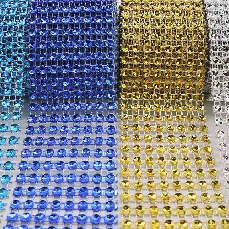 Bling Diamond mesh wrap Roll rhinestones ribbon for birthday Wedding DIY Party Gift Vase Floral Cake Crystal Wrap Decorations