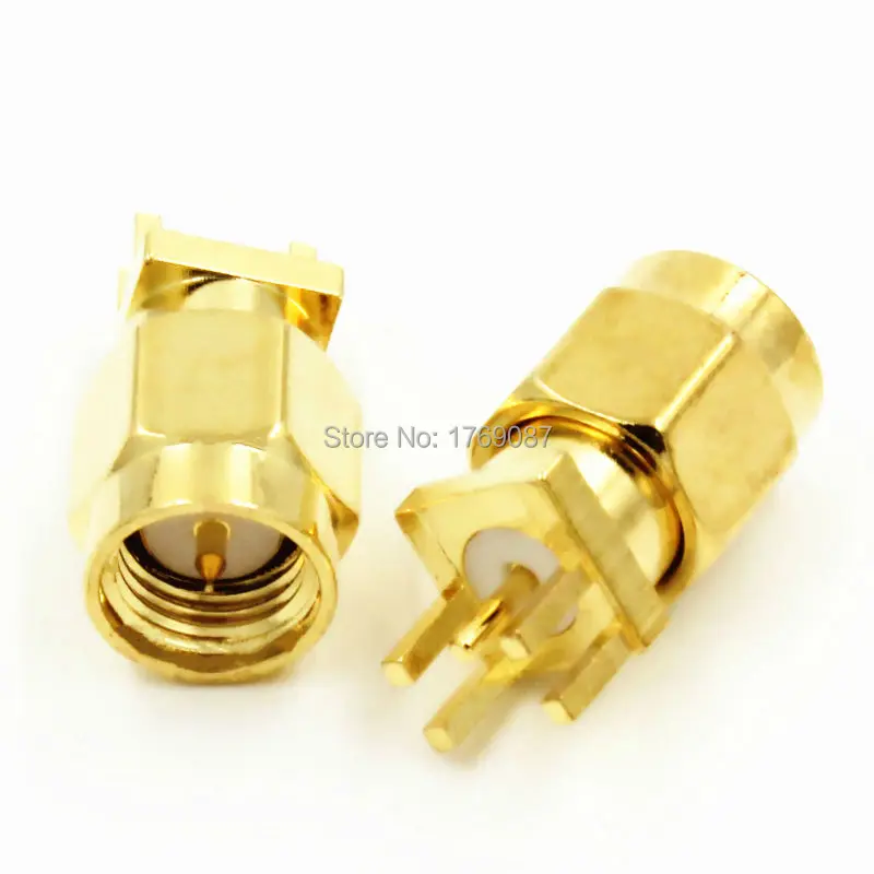 

10PCS SMA Male Plug Solder Edge PCB Clip Mount RF Connector 1.6mm Spacing