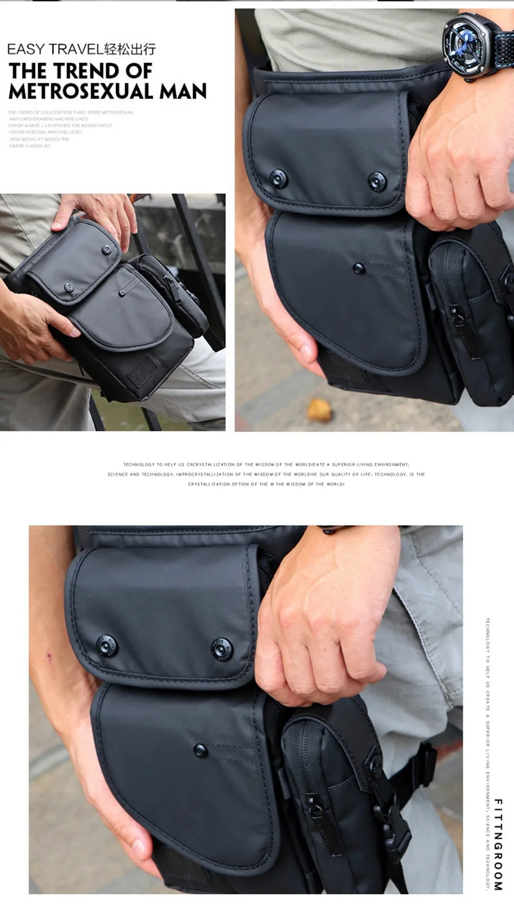 Новая модная Мужская поясная Оксфорд Водонепроницаемый повседневные поясная сумка Военная наножная сумка для мотоциклиста бедра карман