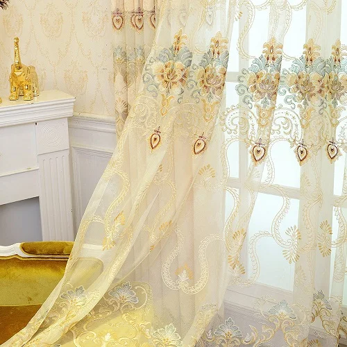 Красивый Тюль Роскошный вышитый балдахин занавеска ткань для гостиной спальни обработка окна шторы украшения - Цвет: Tulle