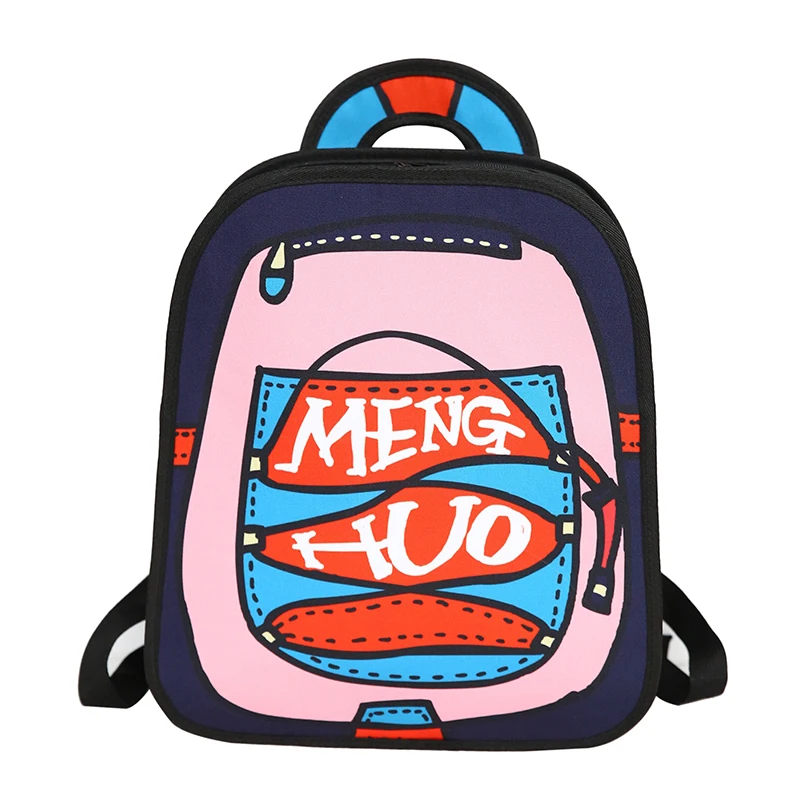 Menghuo New 3D Anime Cartoon Women Backpack School Bag Nylon 2D Style Travel Drawing Book Backpack Mochilas for Teenagers Gilrs