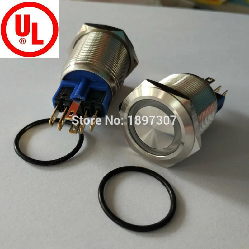 

Orange 6V 22mm anti vandal metal switch with led self-locking push button switch illuminated switch