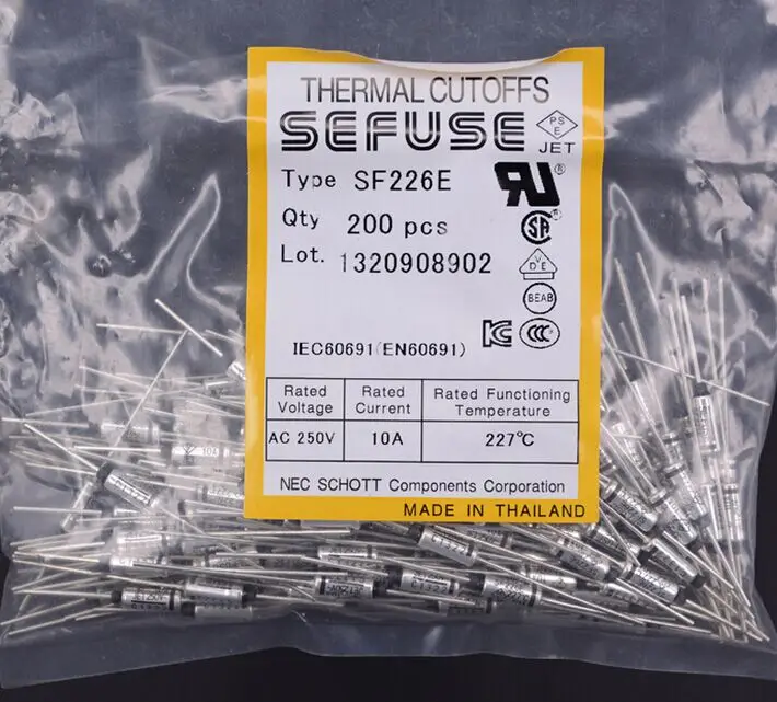 

5 PCS SF226E SEFUSE Cutoffs NEC Thermal Fuse 227C 227 Degree 10A 250V new