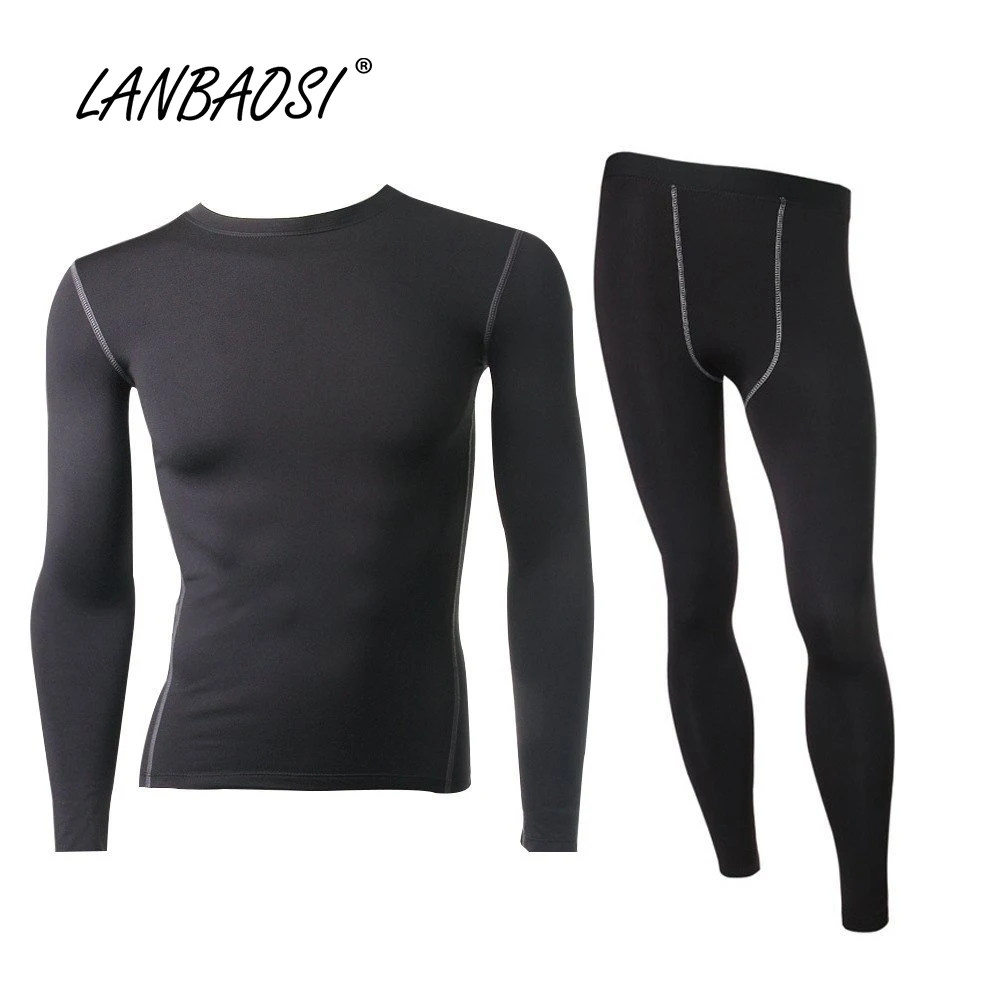 

LANBAOSI Men Set Thermal Fleece Underwear for Winter Compression Tight Top&Bottom Hot-Dry Warm Lined Long Johns Lightweight