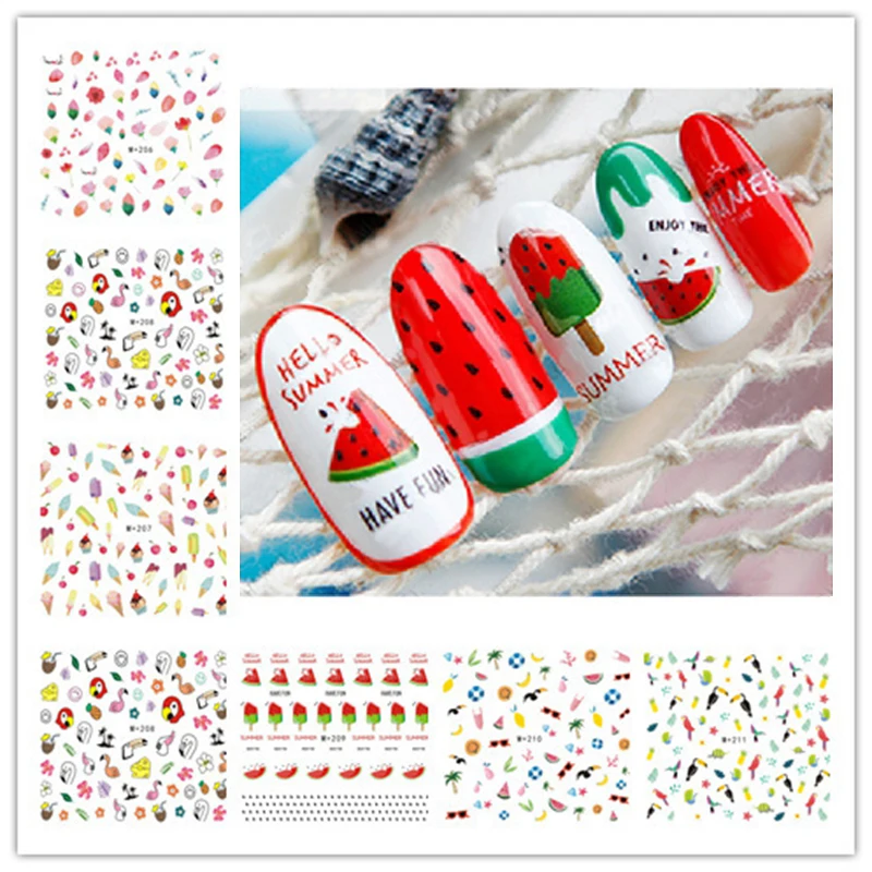 

1Sheet Nail Art Decals DIY Decor Fruit Watermelon Summer Drink Water Droplets Nail Sticker Decal Water Transfer Sticker