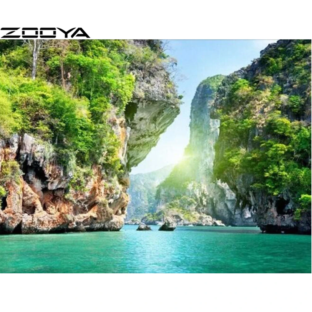Алмазная вышивка 5D DIY картина хобби с бриллиантами каньон в горах Зеленый пейзаж