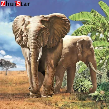 

Crafts full square DIY diamond painting forest elephant cross stitch diamond embroidery mosaic home decoration wall sticker ZWQ