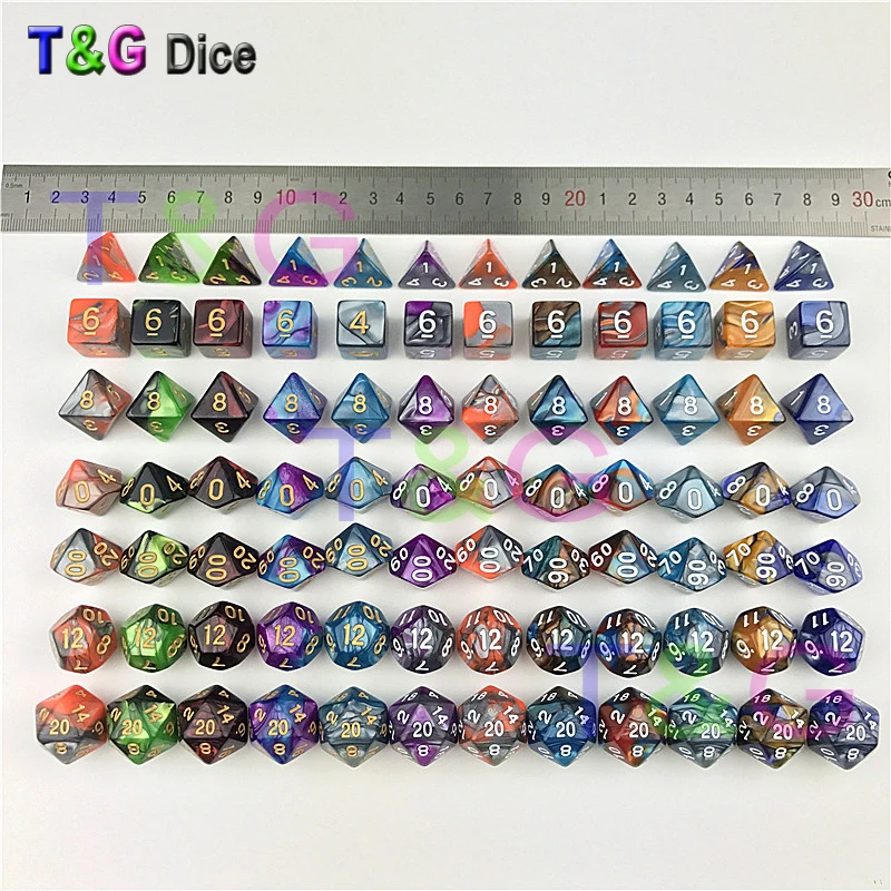 7 шт./компл. TRPG кости для Подземелья и Драконы D4-D20 многосторонний игральные кости цвета полиэдральный набор акриловых Пластик детский набор игрушек