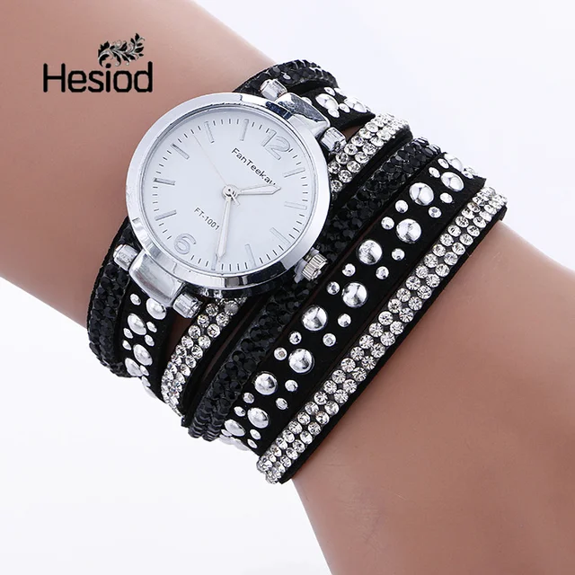 Hesiod New Arrival Rivet & Crystal Relogio Feminino Leather Strap Watch for Wome Hesiod New Arrival Rivet & Crystal Relogio Feminino Leather Strap Watch for Wome