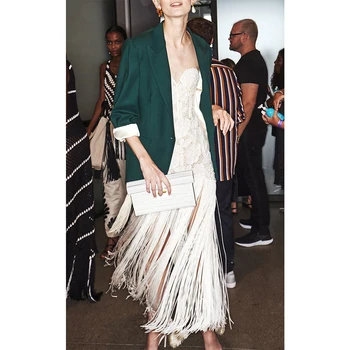 

Newest Fashion Celebrity Party Bodycon Bandage Dress Women Sleeveless Strapless Sexy NightClub Tassel Maxi Dress Women Vestidos