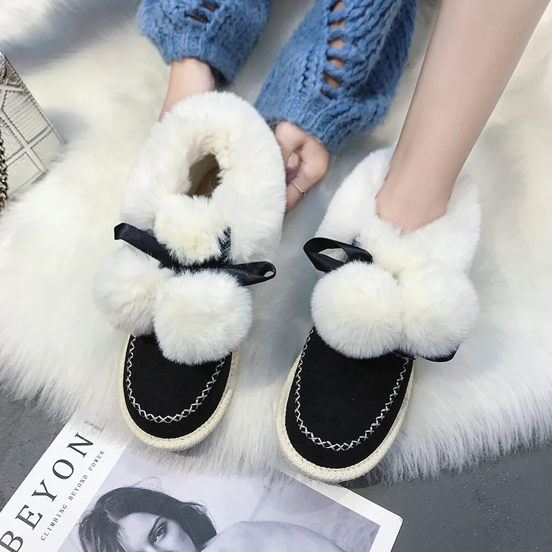 

Hairy Women Boots Warm Winter Boots Female Winter Women Shoes Faux Fur Ankle Boots For Women Botas Mujer Plush Insole Snow Boots