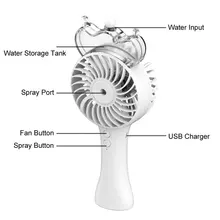 Портативный маленький вентилятор мини ручной туман спрей красота usb зарядка в форме лисы