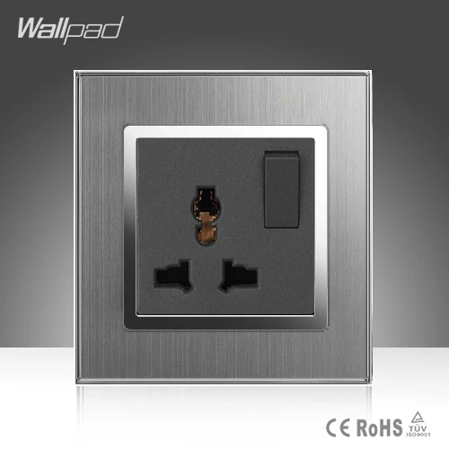1 Gang переключатель и универсальный Sokcet Wallpad 110-250 в матовый серебристый