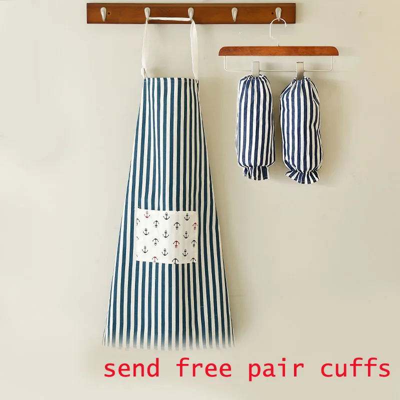 

1 Set Restaurant Home Kitchen Bib Cooking Aprons With Pocket antifouling apron Waterproof Oilproof Sleeveless with One Pair Cuff