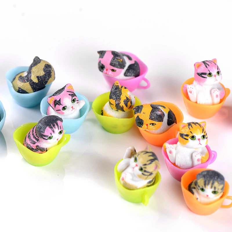 6PCS/LOT random sent 6 The cute little cat is in the cup Hand painted Mini resin process Cup DIY decoration accessories | Игрушки и