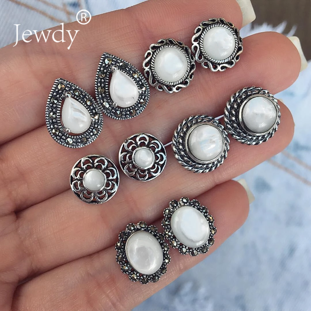 Jewdy vintage Water Drop midi Stud Earrings 5 pairs earrings set New arrival Bohemia Round