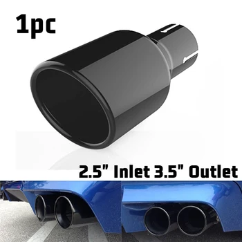 

Universal 2.5" Inlet Car Exhaust Tip Auto Tail Pipe Muffler Nozzle Stainless steel Bevel Full Baking paint Black