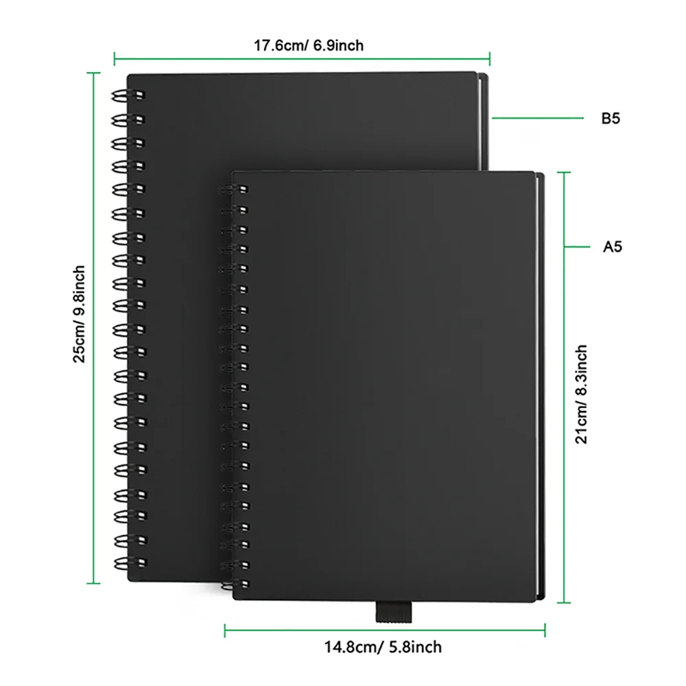 Умная многоразовая стираемая спираль A5/B5 Записная книжка Дневник офисный школьный путешественник рисование подарок черный с 15s стираемая гелевая ручка