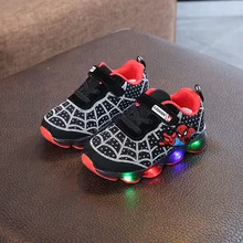 Spiderman Kids Boys Sports Sneakers Children Glowing Kids Shoe Chaussure Enfant Girls Shoe With LED light crocs crocsfl spiderman lts clg k kids or boys for girls children kids tmallfs
