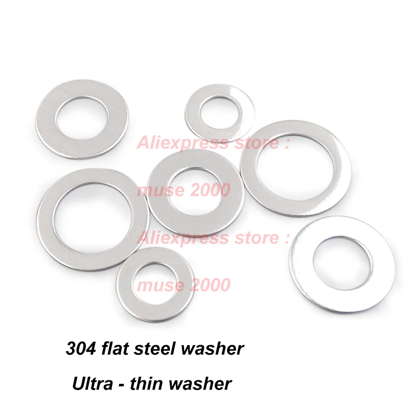 Ultra thin 304 steel flat washer M12 x 16 18 20 x0.1 0.2 0.3 0.5 1 mm