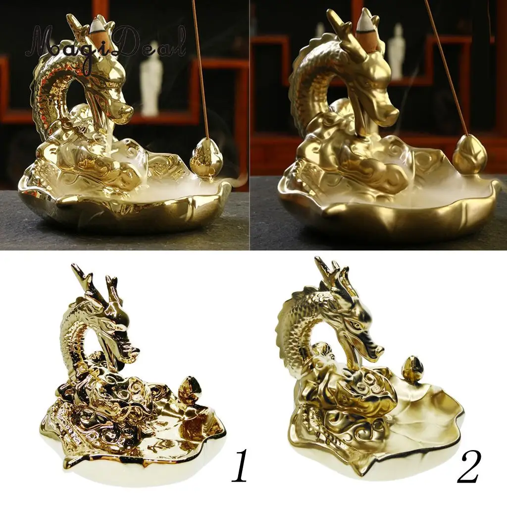 Traditional Chinese Dragon Incense Holder Porcelain Backflow Incense Burner Smoke Tower Incense Burners