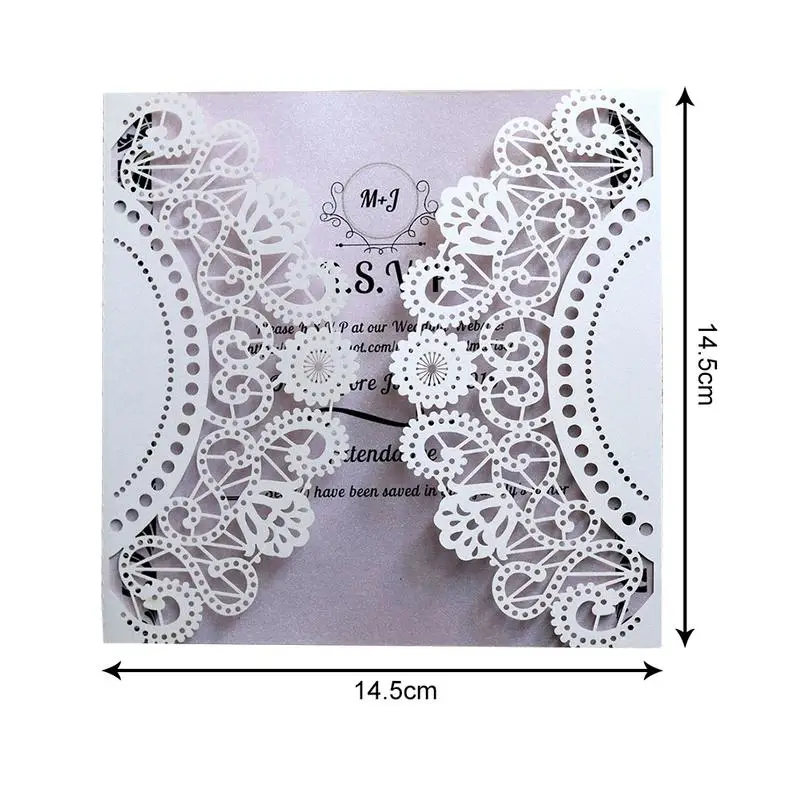  10pcs Gears Lace Wedding Invitations Cards Flower Pattern Laser Cut Paper Guest Hollow Invitation C - 32934751488