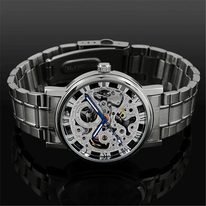 Мужские и женские механические часы, брендовые Роскошные наручные часы со скелетом из нержавеющей стали, модные повседневные часы с автоматическим заводом LZ2108