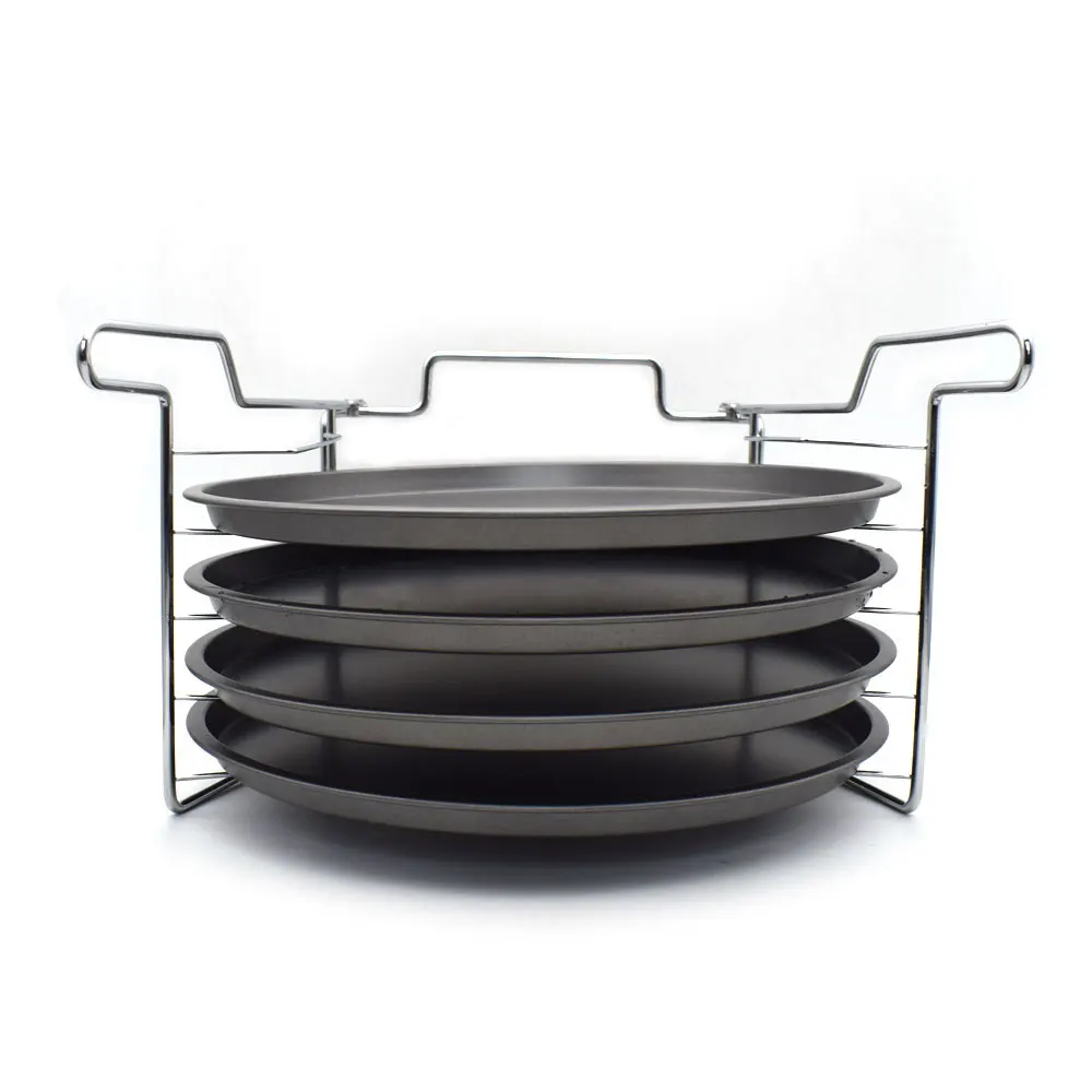 12 inch 4PCS/set Carbon Steel Nonstick Pizza Baking Pan Tray Pizza Plate Dishes Holder Bakeware Home Kitchen Baking Tools