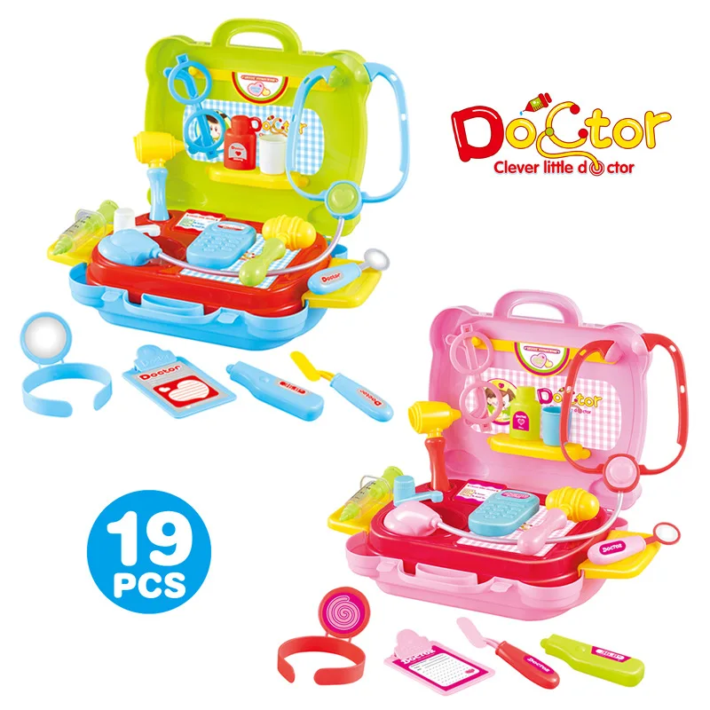 

19 PCS Toddler's Simulation Pretend Play Doctor Toy Set Kids Doll Doctor Medical Equipment Set Sethescope Toy for Children
