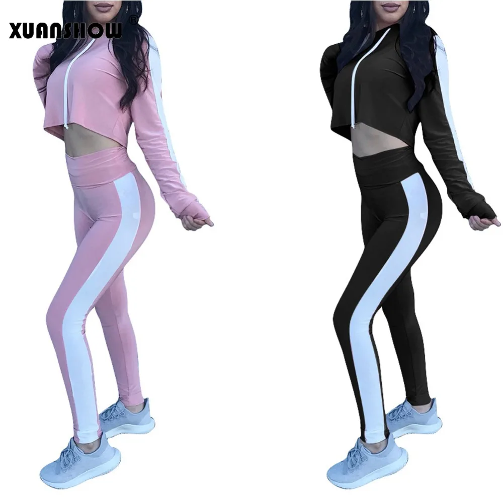 

XUANSHOW Women's Outfits Long Sleeve Female Hoodies Sweatshirt High Waist Legging Pants Two Piece Set 2018 Fashion Autumn S-XXL