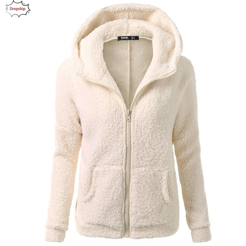 

2019 Hot Women Hooded Sweater Coat Winter Warm Wool Zipper Coat Cotton Coat OutwearSpring Autumn Winner Women's clothing 18Oct22