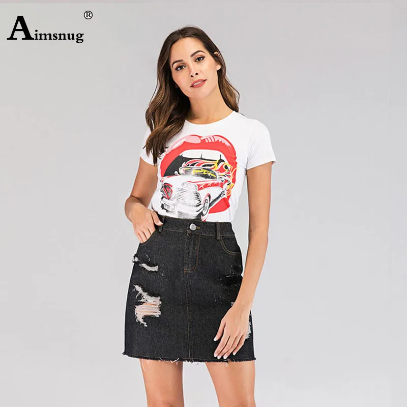 

Summer Newest Hole High Waist Sexy booty Female Bodycon Mini Skirt Women Top Quality Cotton Ripped Black Blue Jean Denim Skirts