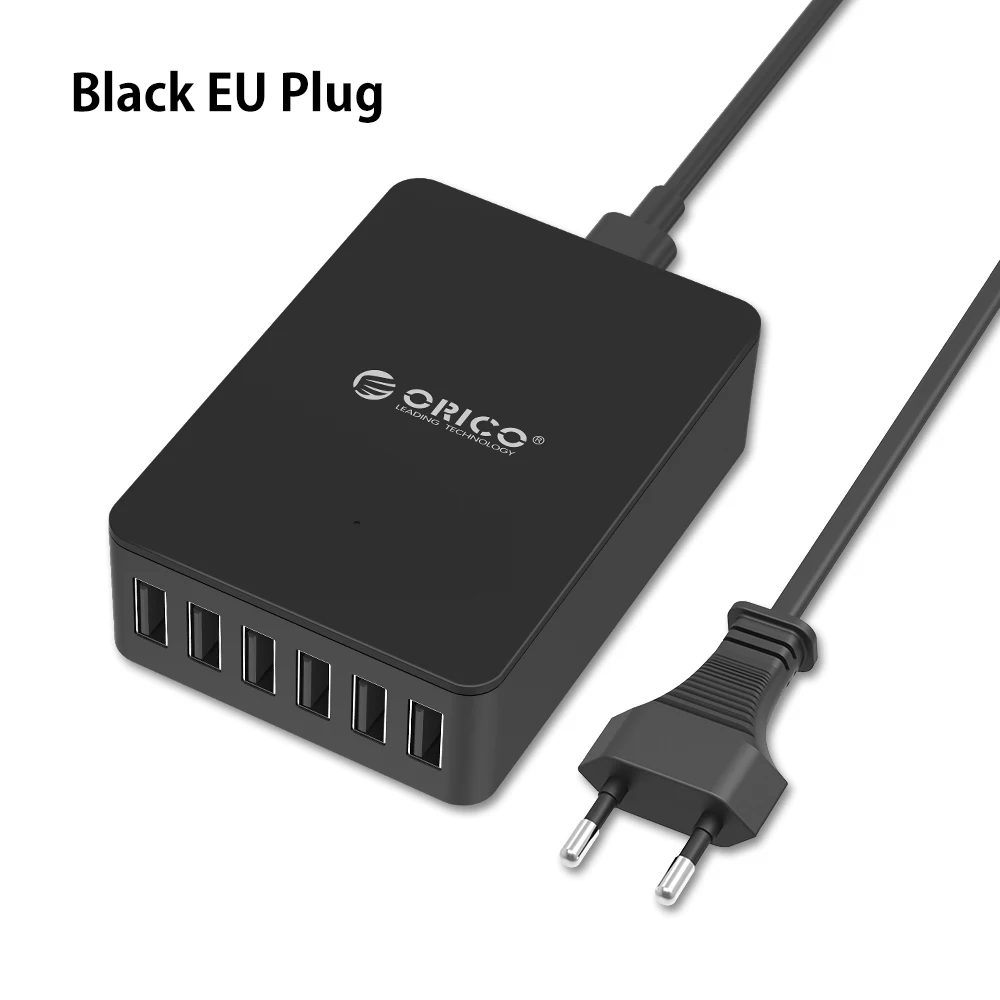 Настенное зарядное устройство ORICO 5 в 2,4 А 10 А 50 Вт 6 USB порт USB зарядное устройство для путешествий - Тип штекера: Black EU