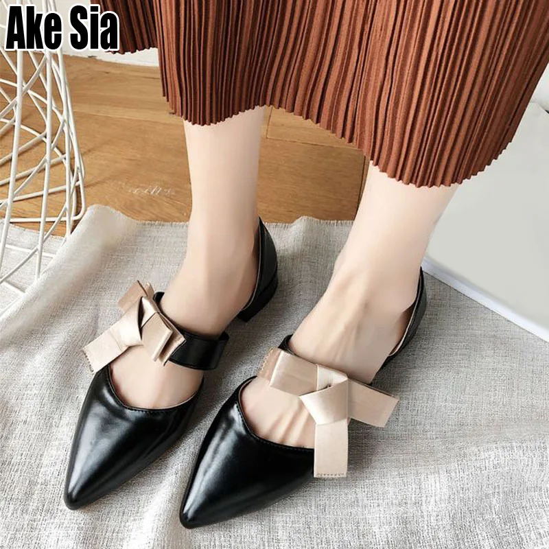 

Ake Sia Fairy Women Graceful Fashion Casual Ladies Bowknot Slip On Low Square Heels Zapatos Shallow Pumps Heels Work Shoes A147