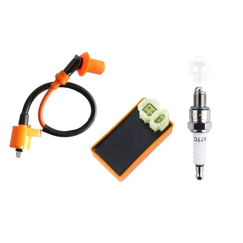 

3PCS/Set Modified Orange Ignition Coil 6-Pin AC Igniter A7TC Spark Plug For GY6 50CC 125CC 150CC