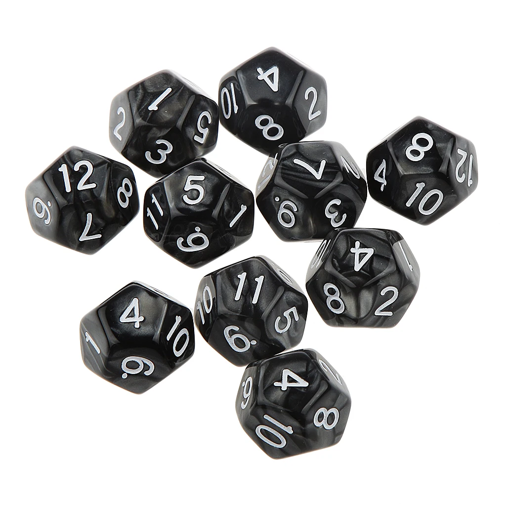 Разноцветные 12 сторонние игральные кости D6 D10 D12 10 шт. Акриловые Игральные кубики D