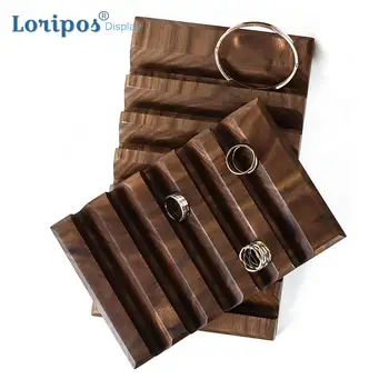 

Black Walnut Wood Ring Rack Display Bracelet Storage Pallet Necklace Display Board Wooden Earring Holder Dish Jewelry Rack Stand