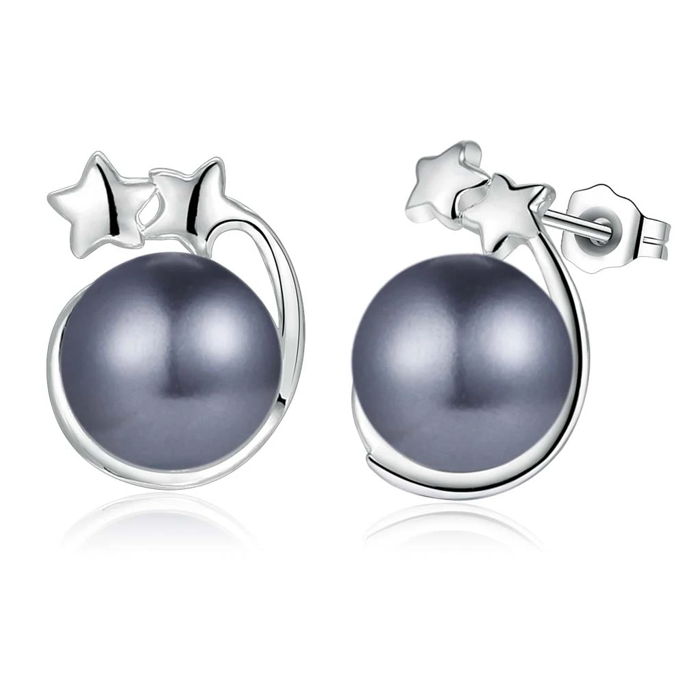 

black bead star stud high quality Silver Earrings for women fashion jewelry earrings /UULLCVOP SMVHUXCJ