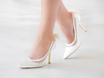 Venus lure Custom Handmade Pointed Toe High Heels Ivory Satin Bridal Wedding Shoes Dropshipping woman shoes high heels wedding shoes pointed toe satin bride bridesmaids bridal prom evening party pumps hc1603 ivory teal