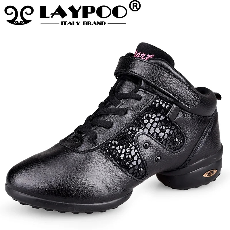 Laypoo Dancing Fitness Shoes Hip Hop Girls Modern Dance Women Black