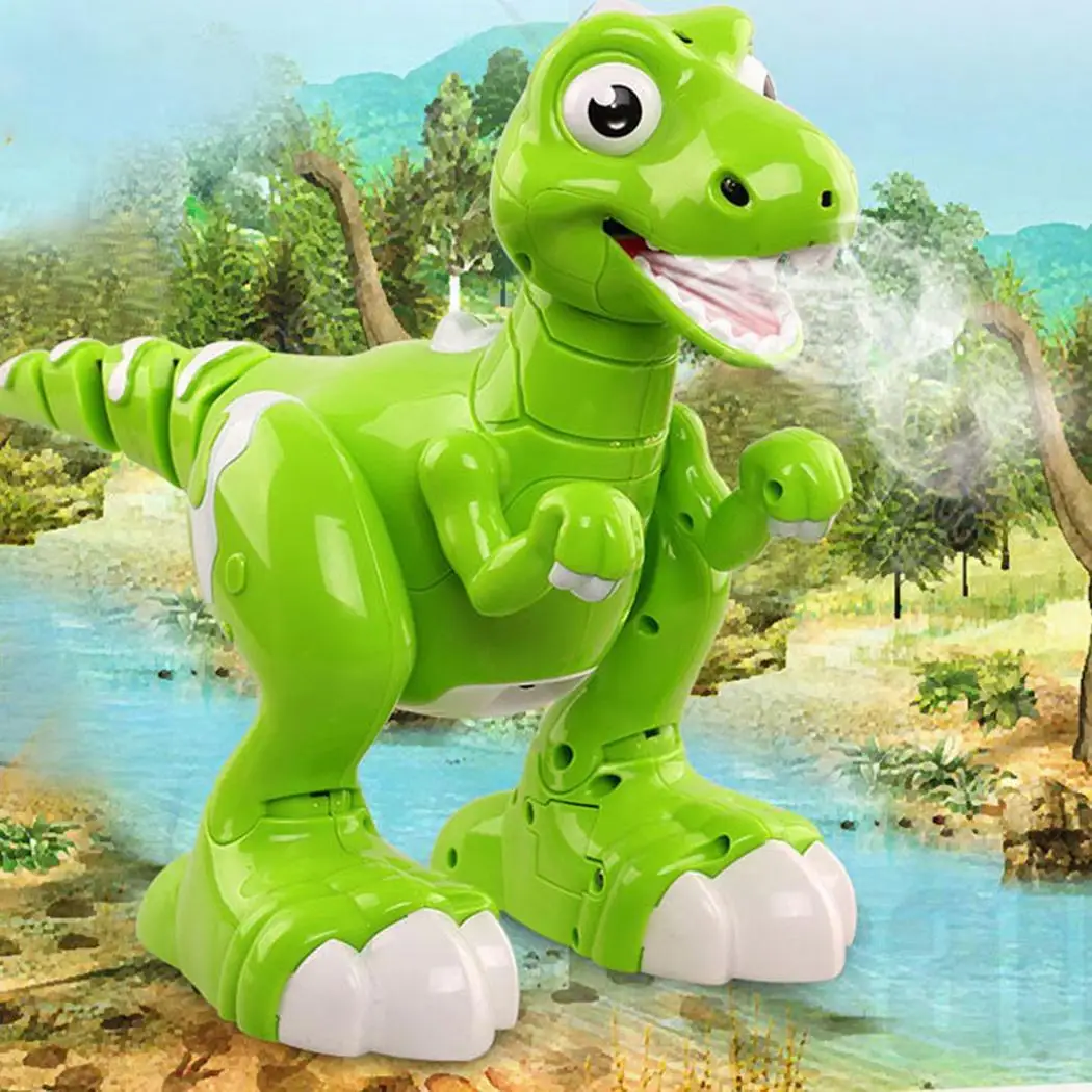 

Remote Control Dinosaur Walking Spraying Dancing Interative Robot Toy Green
